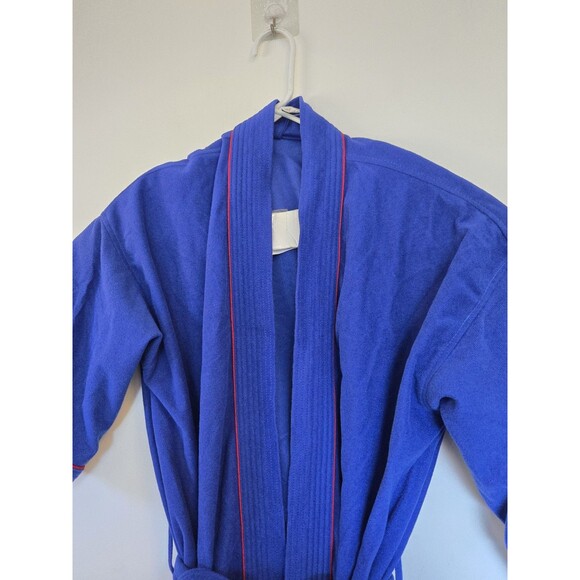 Vintage Bill Blass Robe Mens One Size Blue Terry Cloth Lounge USA Pockets Belted - Picture 2 of 6